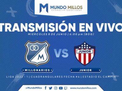 Transmisión En vivo Millonarios Junior 2022