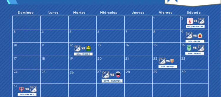 Calendario Millonarios Julio 2022