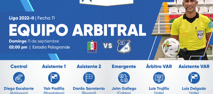 Árbitros Once Caldas Millonarios 2022