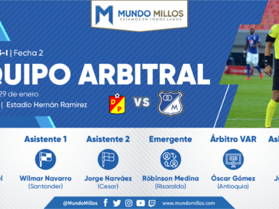 Equipo arbitral Pereira Millonarios 2023