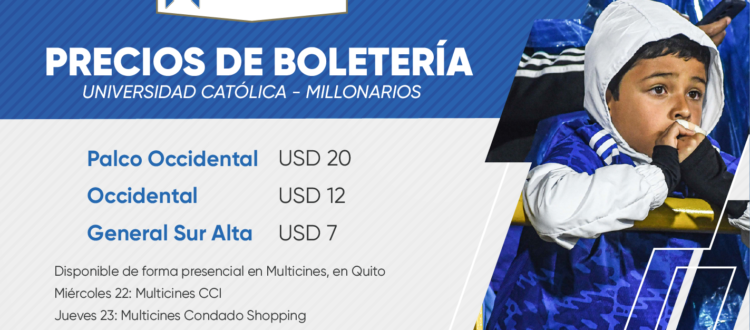 Boletería Universidad Católica Millonarios 2023