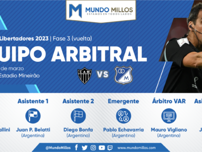 Árbitros Atlético Mineiro Millonarios 2023