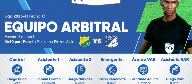 Árbitros Huila Millonarios 2023