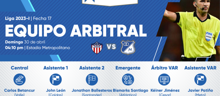 Árbitros Junior Millonarios 2023