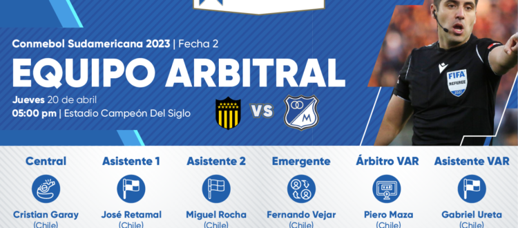 Árbitros Peñarol Millonarios 2023