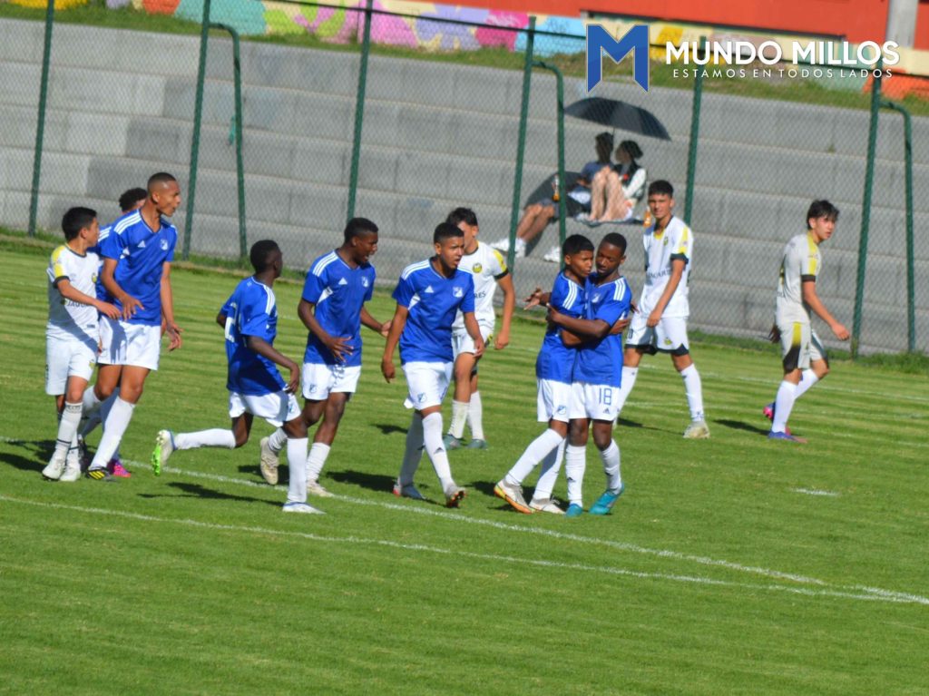 La celebración del gol de Carlos Parra para la victoria de Millonaros Sub16