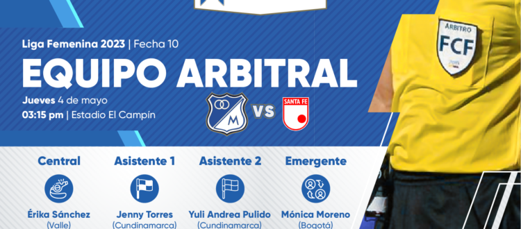Árbitros Millonarios Santa Fe Liga Femenina 2023