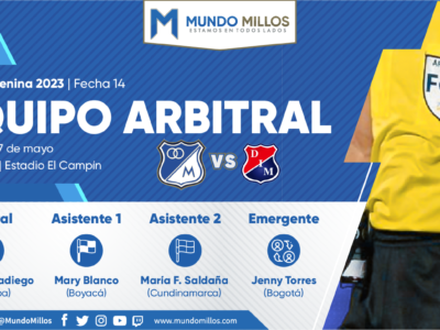 Árbitros Millonarios Medellín Liga Femenina 2023