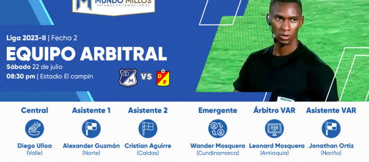 Árbitros Millonarios Pereira 2023