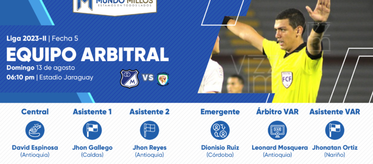 Árbitros Jaguares Millonarios 2023