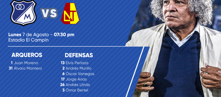 Convocados Millonarios Tolima 2023