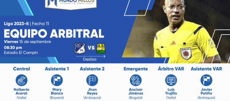 Árbitros Millonarios Bucaramanga 2023