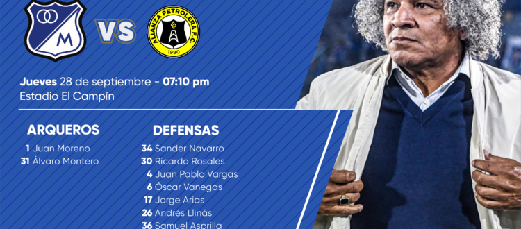 Convocados Millonarios Alianza Petrolera 2023
