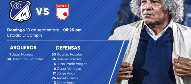 Convocados Millonarios Santa Fe 2023