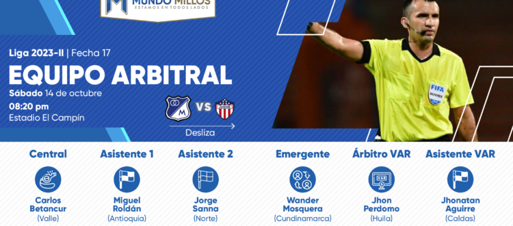 Árbitros Millonarios Junior 2023