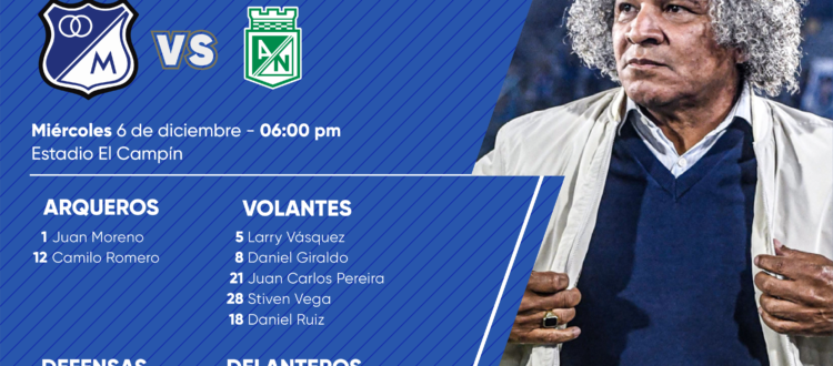 Convocados Millonarios Nacional Cuadrangulares 2023