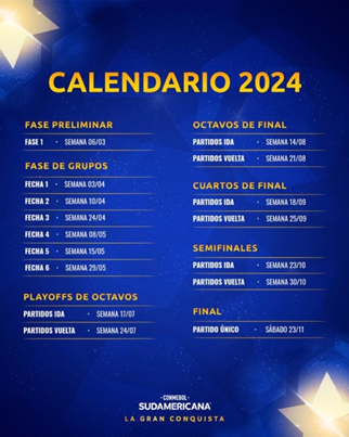 Calendario Conmebol Sudamericana 2024