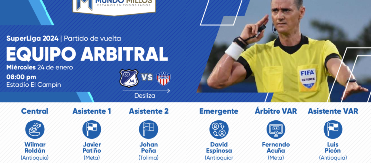 Árbitros Millonarios Junior SuperLiga 2024