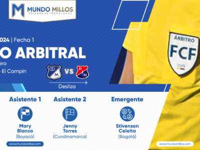 Árbitros Millonarios Medellín Liga Femenina 2024