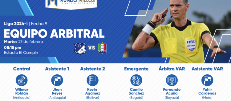 Árbitros Millonarios Once Caldas 2024