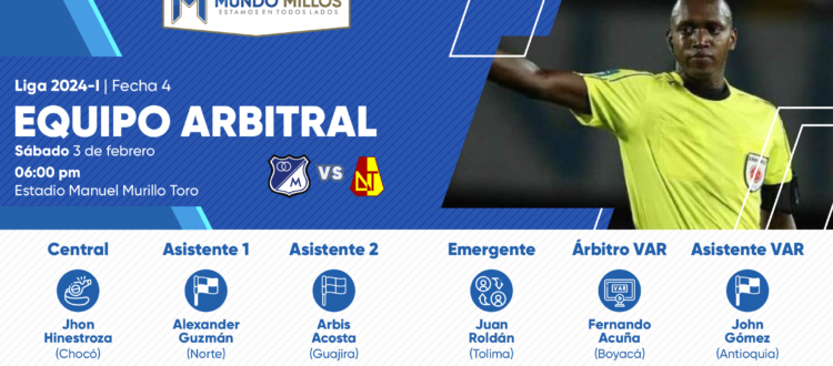 Árbitros Tolima Millonarios 2024