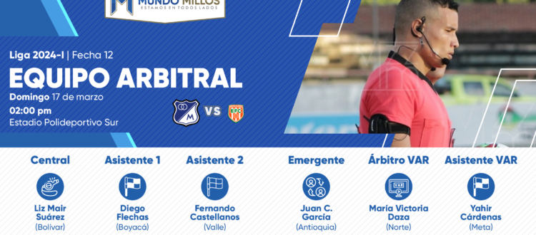 Árbitros Envigado Millonarios 2024