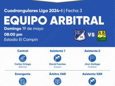 Árbitros Millonarios Bucaramanga Cuadrangulares 2024-I