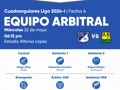 Árbitros Bucaramanga Millonarios Cuadrangulares 2024