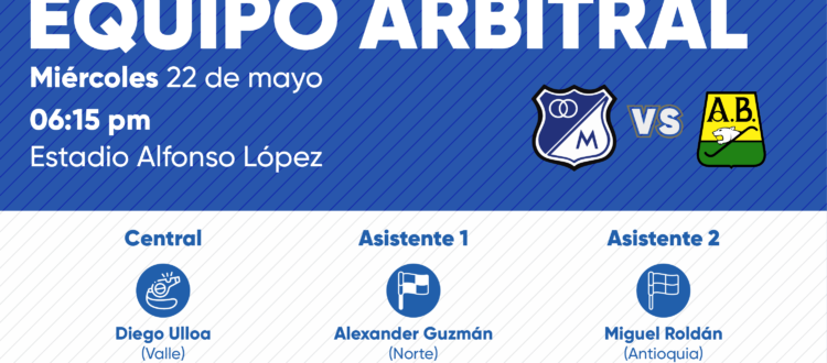 Árbitros Bucaramanga Millonarios Cuadrangulares 2024