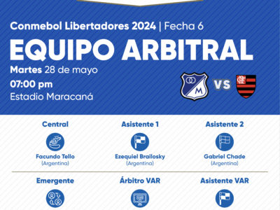 Árbitros Flamengo vs Millonarios 2024