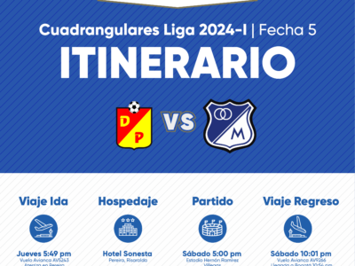 Itinerario de Millonarios vs Pereira