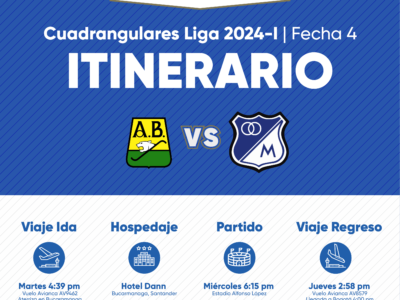 Itinerario de Millonarios en Bucaramanga