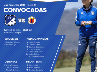 Convocadas de Millonarios vs Pasto