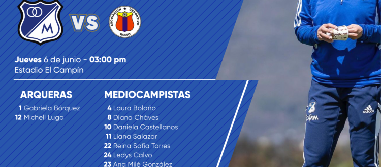 Convocadas de Millonarios vs Pasto