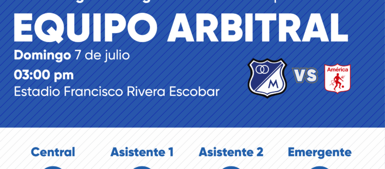 Árbitros América vs Millonarios 2024