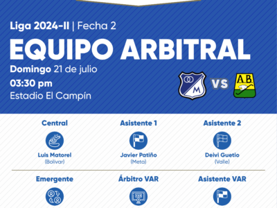 Árbitros Millonarios Bucaramanga 2024