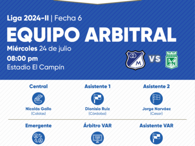 Árbitros Millonarios Nacional 2024