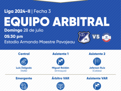 Árbitros Alianza Millonarios 2024