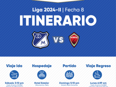 Itinerario de Millonarios en Villavicencio 2024