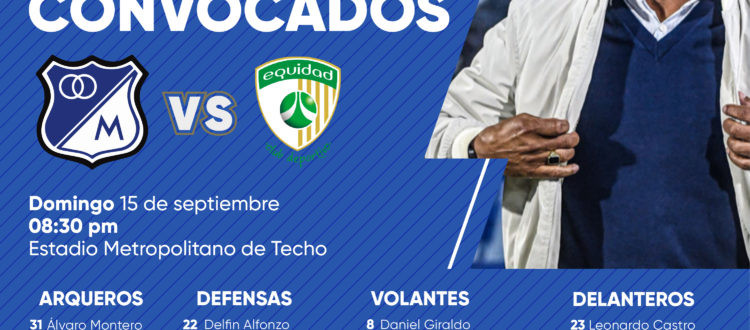 Convocados de Millonarios vs La Equidad 2024-II
