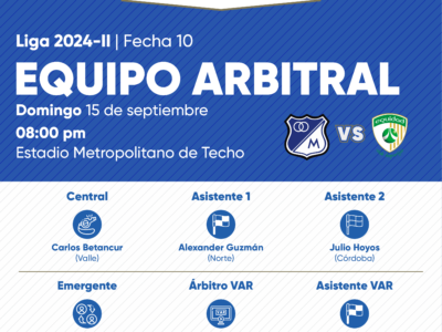 Árbitros La Equidad vs Millonarios 2024