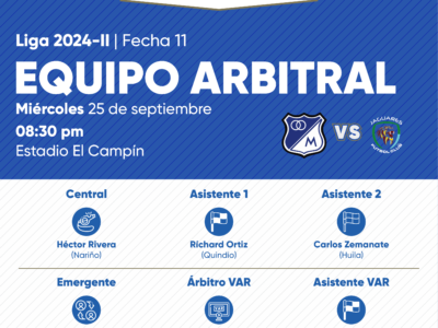 Árbitros Millonarios Jaguares 2024