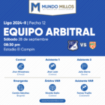 Árbitros Millonarios vs Envigado 2024