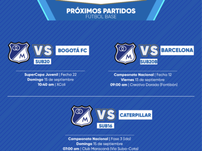 Programación Fútbol base Millonarios septiembre 13