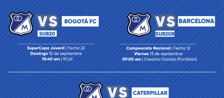 Programación Fútbol base Millonarios septiembre 13