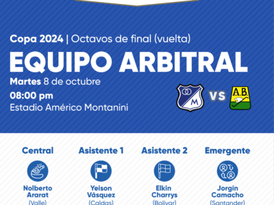 Árbitros Bucaramanga Millonarios 2024