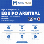 Árbitros Millonarios vs Pasto 2024