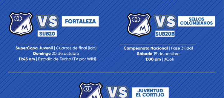 Programación Fútbol Base Millonarios octubre 19-20