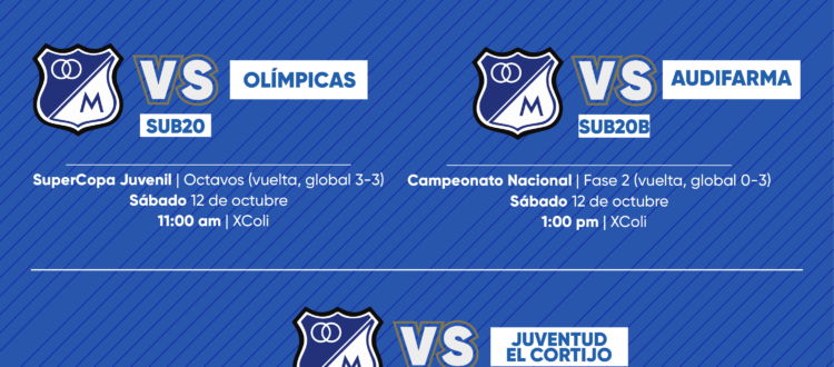 Programación Fútbol Base Millonarios octubre 12-13 2024