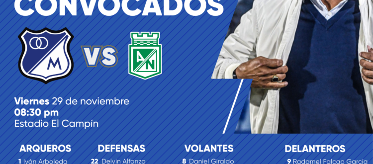 Convocados de Millonarios vs Nacional Cuadrangulares 2024